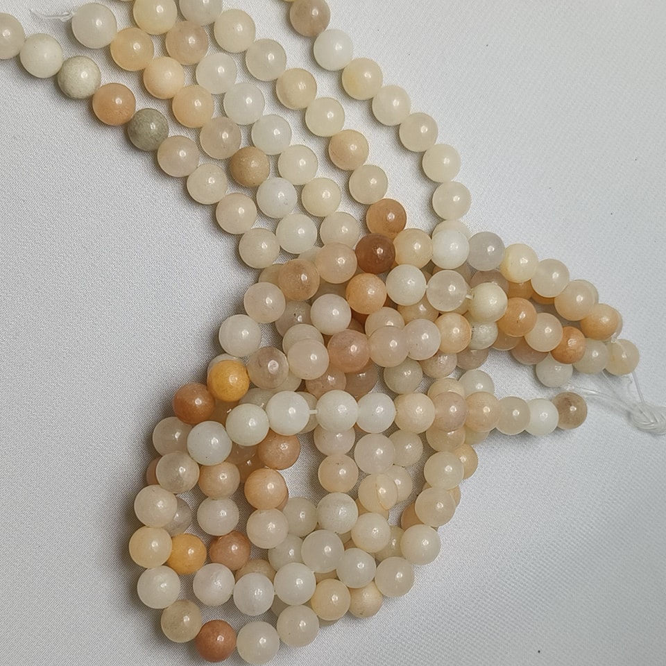 หินมูนสโตนสามสี - หินพลังจันทรา ชัยชนะ ความรัก อ่อนโยน ยาว 37 ซม. 10 มิล (42 เม็ด)