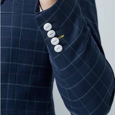 สูทกระดุมคู่ 2เม็ด2แถว ปกปิดมาตรฐาน ลายสก็อต ตาราง น้ำเงิน Size No.40