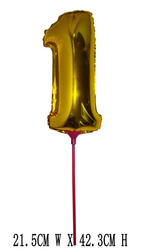 ลูกโป่งฟอยล์รูปตัวเลข 1 สีทองไซส์เล็ก 14 นิ้ว - Number 1 Shape Foil Balloon Size 14" Gold Color