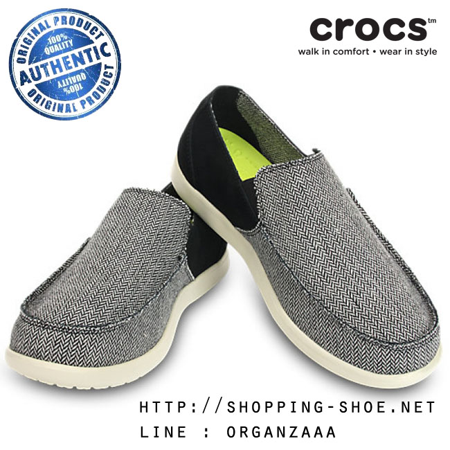 Crocs Men's Santa Cruz Herringbone Loafer - Black / Stucco ของแท้ Outlet ไทยและอเมริกา