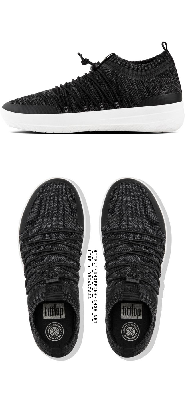 Fitflop Uberknit Slip On Ghillie Sneakers Black Soft Grey ของแท้ นำเข้าจาก USA และ UK