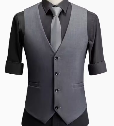 เสื้อกั๊กกระดุมคู่4 8เม็ด oversizeชาย สไตล์อังกฤษ23 แฟชั่นเล็กใหญ่ กระเป๋าขาว สีล้วน No.32 34-36-38-40-42 44 45 สีดำ เทา น้ำเงิน