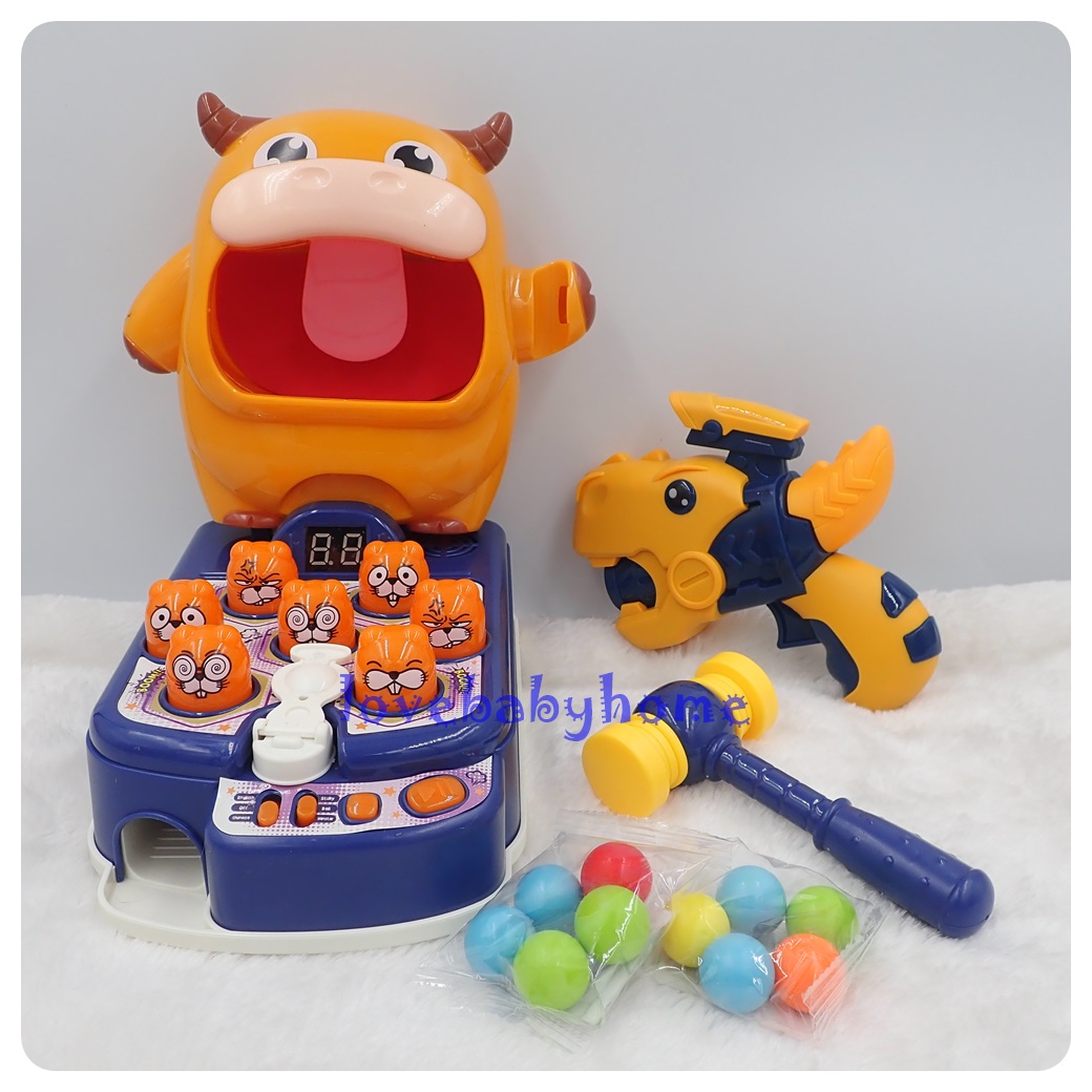 เกม 3 in 1 เจ้าวัว ทุบตัวตุ่น ยิงบอล ดีดบอล สินค้าเป็นของแถมนม
