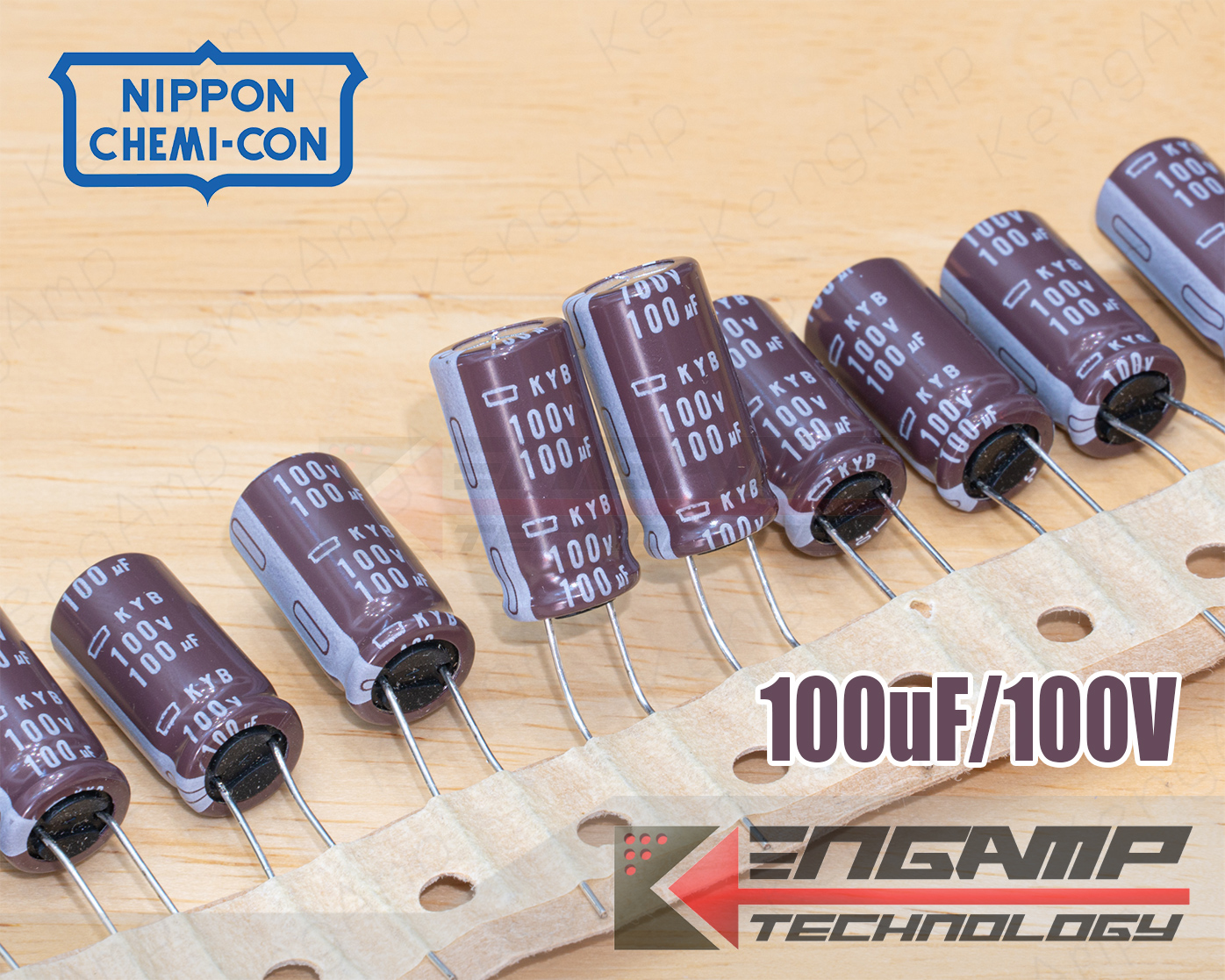 (10ตัว) [E-CAP] 100uF/100V 105 C NIPPON KYB บางล๊อต KMG 10x20mm P=5mm