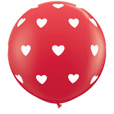 ลูกโป่งกลมจัมโบ้ไซส์ใหญ่ 36" Latex Balloon RB Red -Print Heart สีแดงพิมพ์ลายหัวใจ / Item No. TQ-31089 แบรนด์ Qualatex