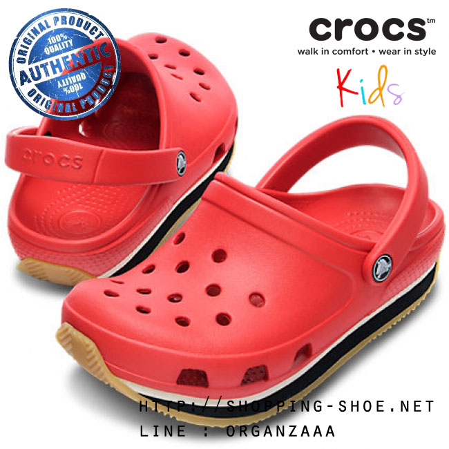 Crocs Retro Clog Kids - Red / Black ของแท้ Outlet ไทยและอเมริกา