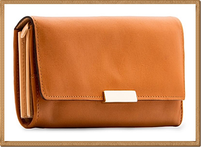 Mango - กระเป๋าสตางค์ใบยาว หนังแท้ สีน้ำตาล