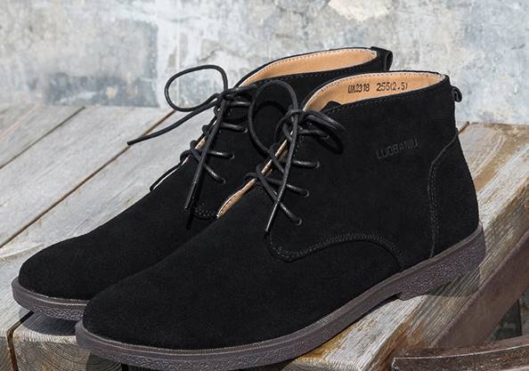 รองเท้าหุ้มข้อ หนังกลับแบบเรียบ สีดำ เบจ น้ำตาล เทา No.37-47