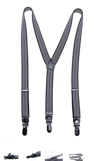 สายรัดกางเกงเอี๊ยม วินเทจ คลิบแน่นหัว ดำ กว้าง 2.5cm แบบ Y ยืดหยุ่น สีน้ำตาล ลายกรม แดง