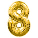 ลูกโป่งฟอยล์รูปตัวเลข 8 สีทอง ไซส์จัมโบ้ 40 นิ้ว - Number 8 Shape Foil Balloon Size 40" Gold Color