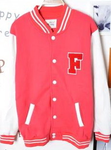 เสื้อแจ็คเก็ต เบสบอล โลโก้ F No.36 สีชมพูขาว