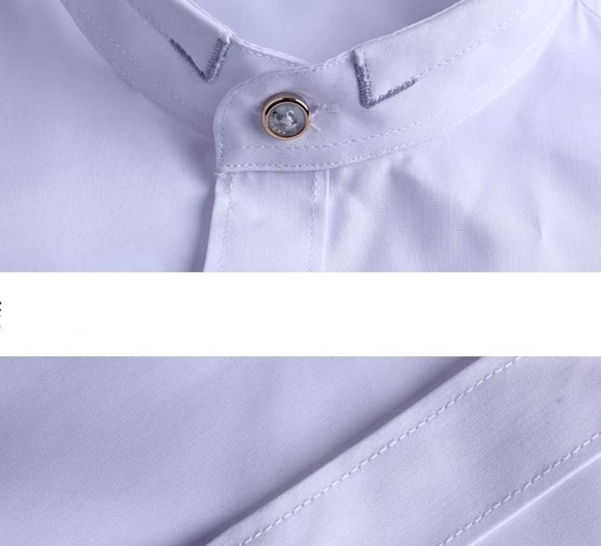 เสื้อคอจีนผู้ชาย เชิ้ตแขนสั้น แฟชั่น แต่งขอบปก Size No.36 38 40 42 44 46 ฟ้าอ่อน ดำ ขาว ชมพู ฟ้า ม่วง