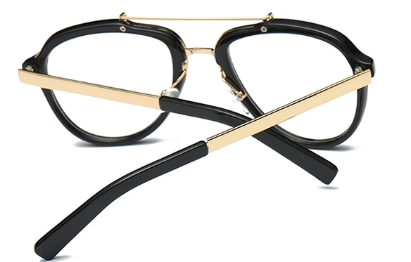 แว่นตาวินเทจ แฟชั่น avi แบบสลิมสันและขาทอง สี ดำเงา