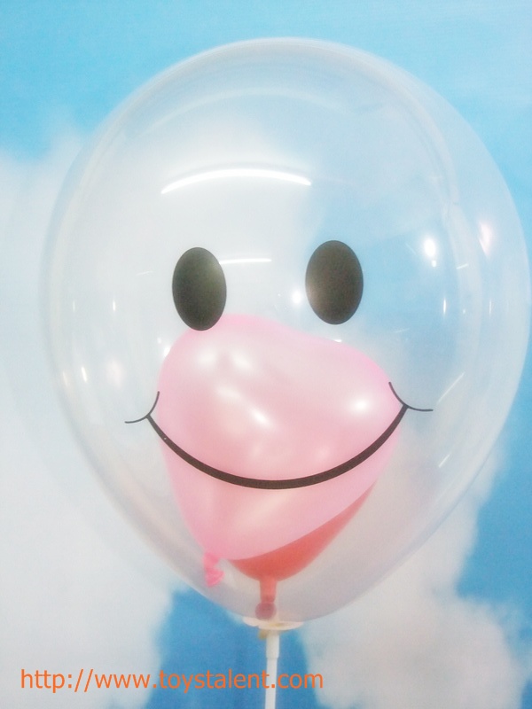 ลูกโป่งกลมพิมพ์ลายหน้ายิ้ม ไซส์ 12 นิ้ว แพ็คละ 10 ใบ คละสี (Round Balloons 12" - Printing Smiley latex balloons Mixed color)