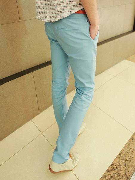 โปรโมชั่นพิเศษ !!กางเกงสแล็คแฟชั่น ทรงสลิม เอวต่ำ No.31-32 กากี ฟ้า