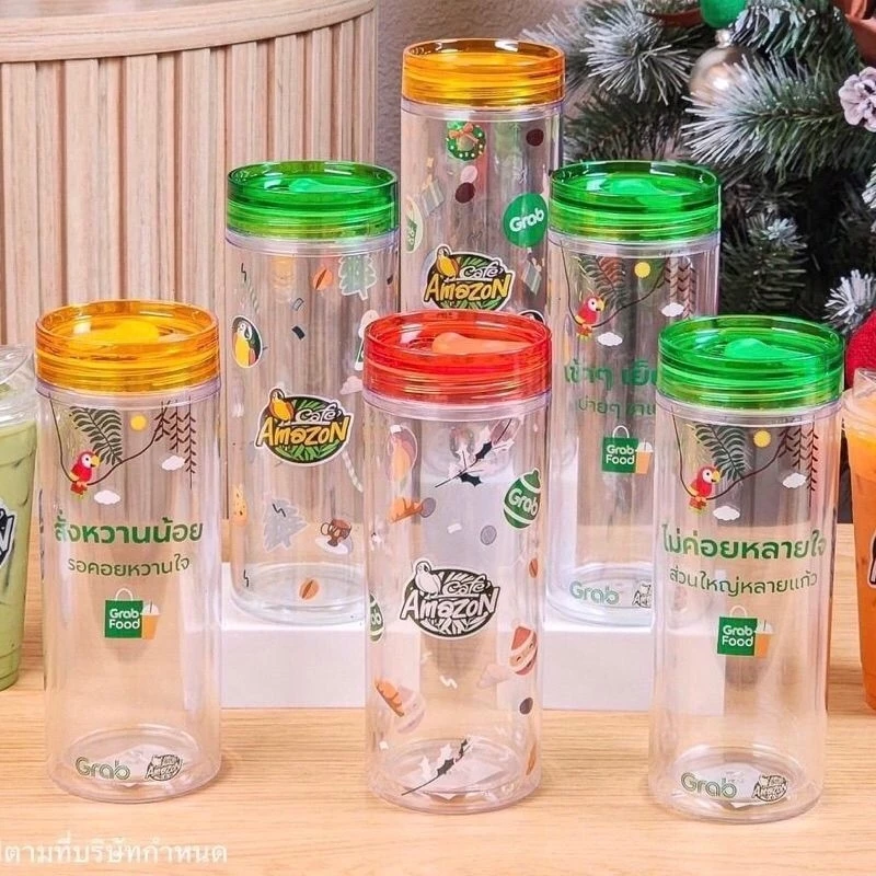 Café Amazon x Grab Grab Festive Bottle แก้วคำคมสุดกวน คาเฟ่อเมซอน