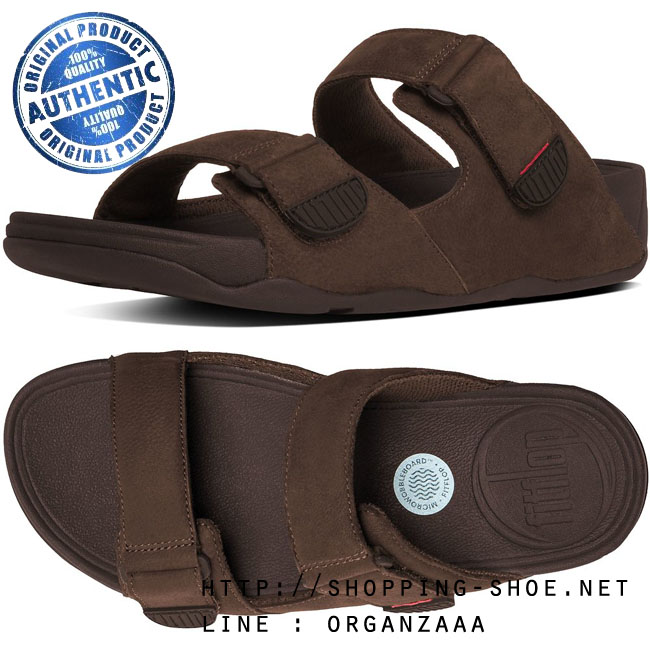 Fitflop Men's Gogh Moc Slide Adjustable Chocolate Brown ของแท้ นำเข้าจาก USA และ UK