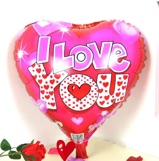 ลูกโป่งฟลอย์รูปหัวใจ พิมพ์ลาย I LOVE YOU ไซส์ 18 นิ้ว - I Love You Heart Shape Foil Balloon / Item No. TL-E001