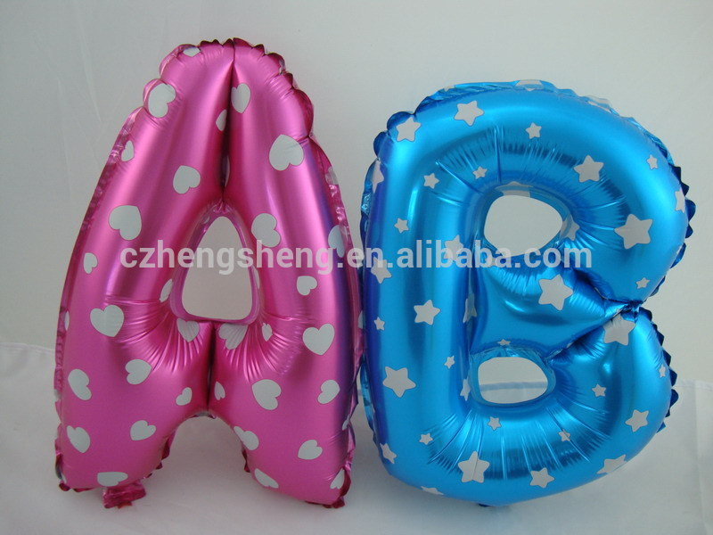 ลูกโป่งฟอยล์รูปตัวอักษร A สีชมพูพิมพ์ลายหัวใจ ไซส์เล็ก 14 นิ้ว - A Letter Shape Foil Balloon Size 14" Pink color printing Heart