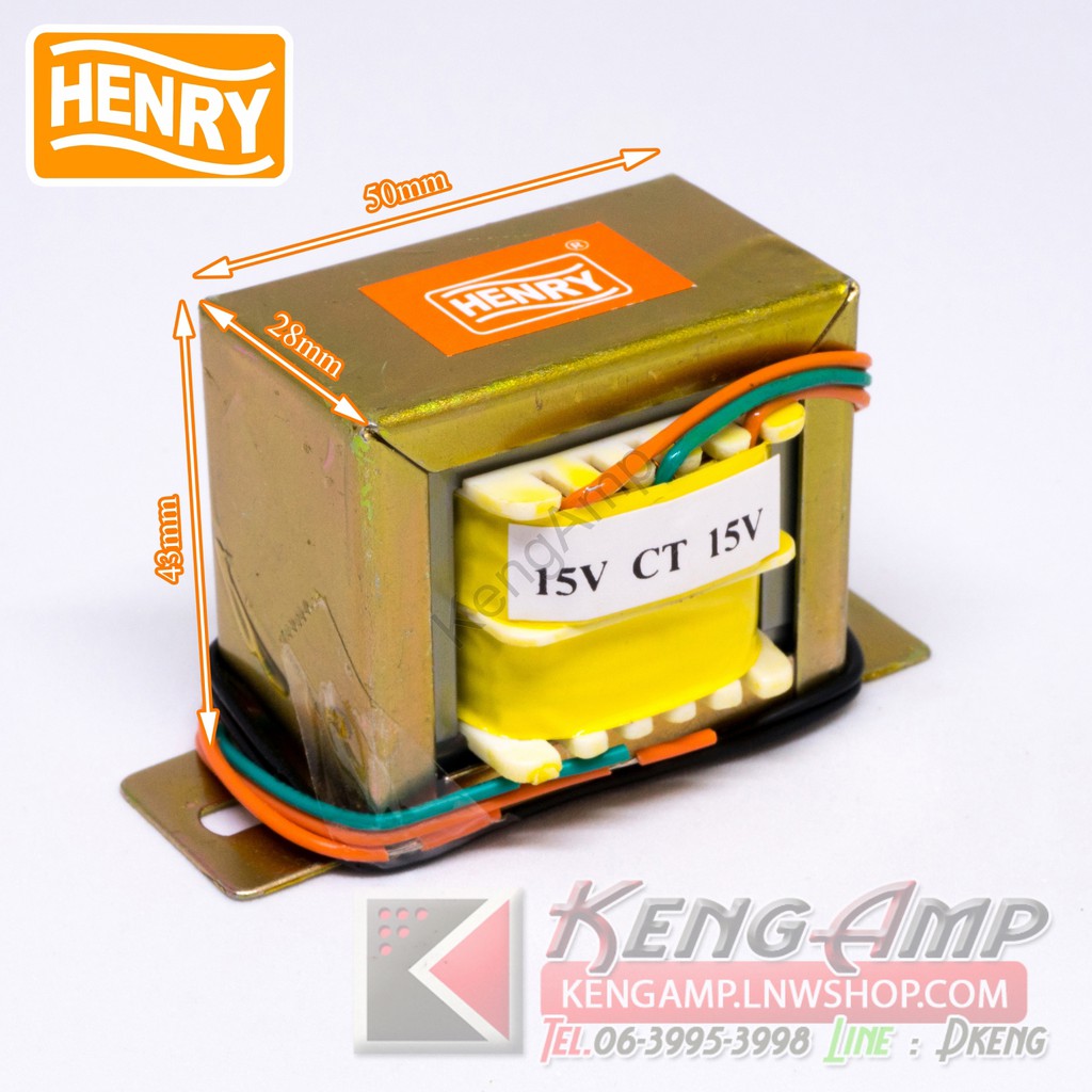 (1ลูก) [TRF] หม้อแปลงไฟฟ้า AC 15Vx2 800mA HENRY บาง LOT ติดสติ๊กเกอร์ GM