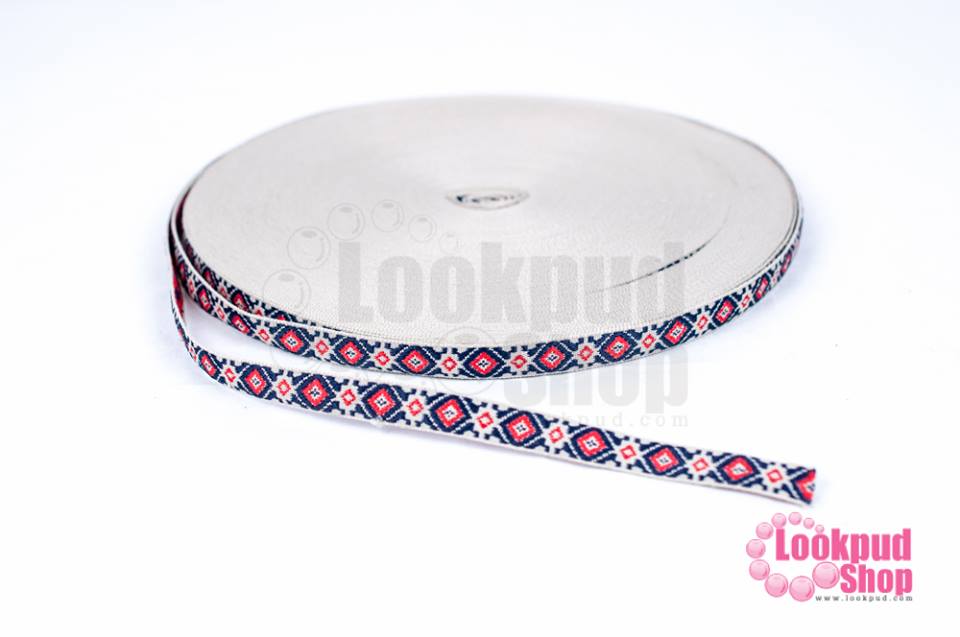 ผ้าแถบลายชนเผ่า กว้าง 1 ซม (1หลา/90ซ.ม)