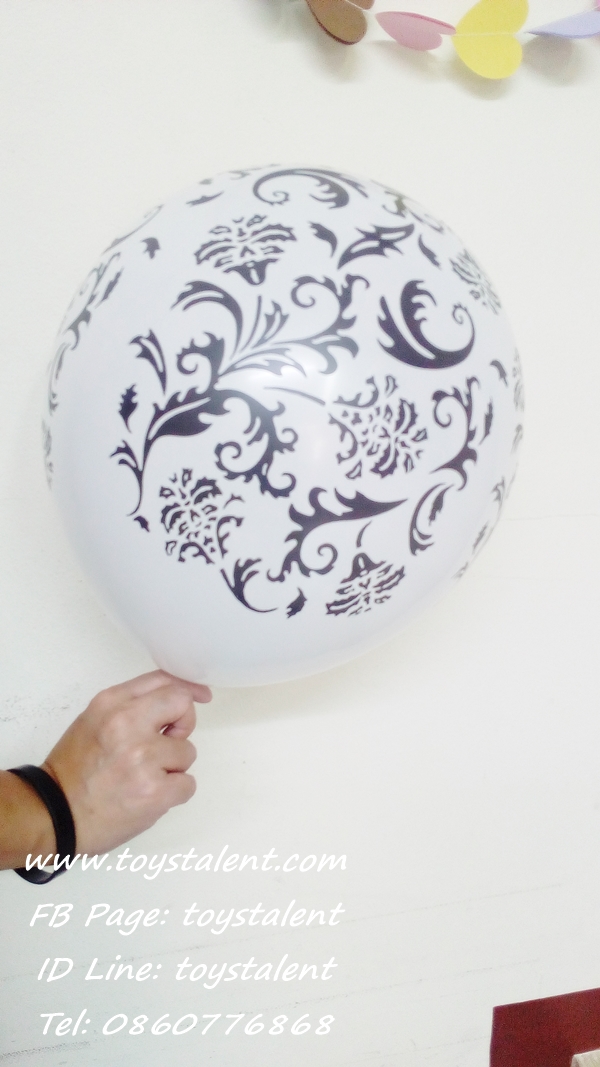 ลูกโป่งกลมพิมพ์ลาย Damask Print Balloons (Black & White) แพ็คละ 10 ใบ(Round Balloons 12"- Printing Damask Print Balloons (Black & White)