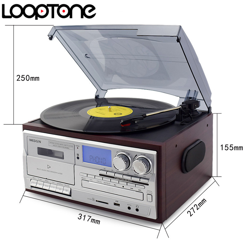 เครื่องเล่น Looptone สามารถเล่นแผ่นเสียงทุกขนาด , CD , USB , MD card , cassett Tape , วิทยุ AM /FM มี ฺBT