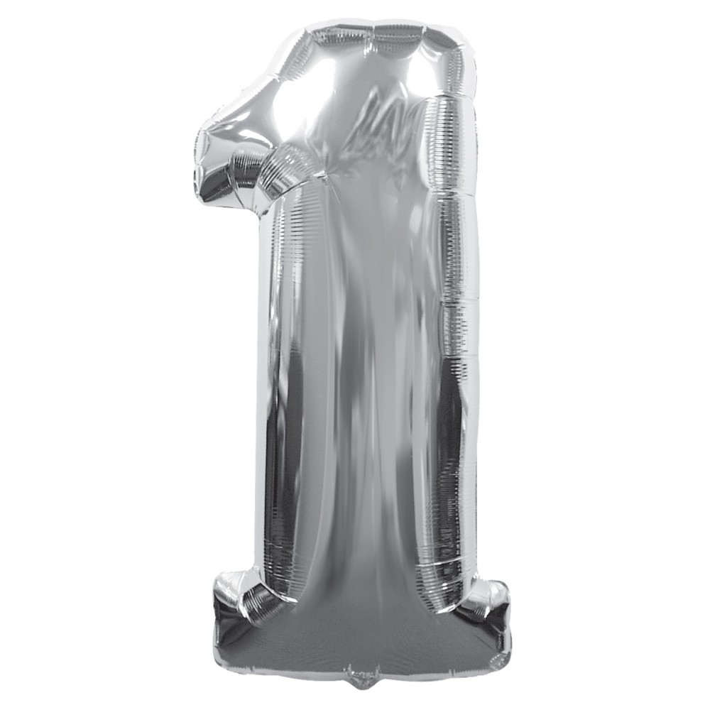 ลูกโป่งฟลอย์รูปตัวเลข 1 สีเงิน ไซส์จัมโบ้ 40 นิ้ว - Number 1 Shape Foil Balloon Size 40" Silver Color
