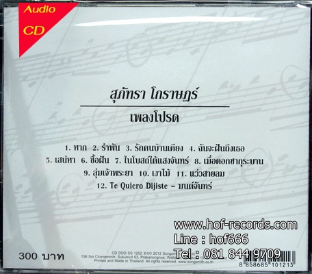 สุภัทรา โกราษฏร์ - เพลงโปรด 1 Cd N.