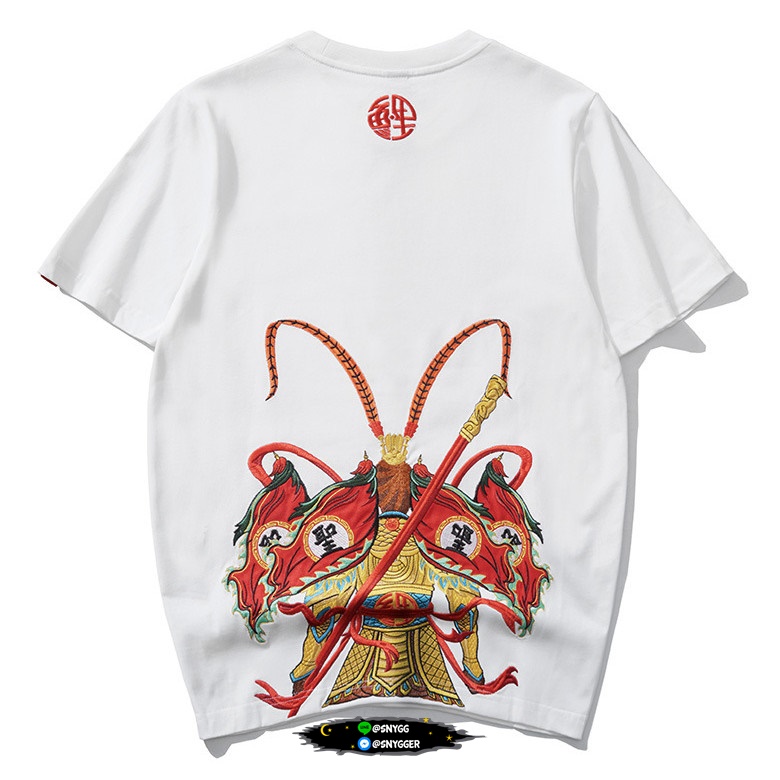 เสื้อยืดปักลายMonkey King สีขาว