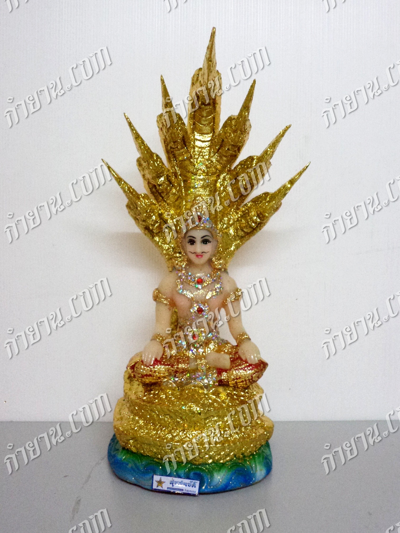 นาคา นั่งพญานาค 7 เศียร ปิดทอง หน้าตัก 5"