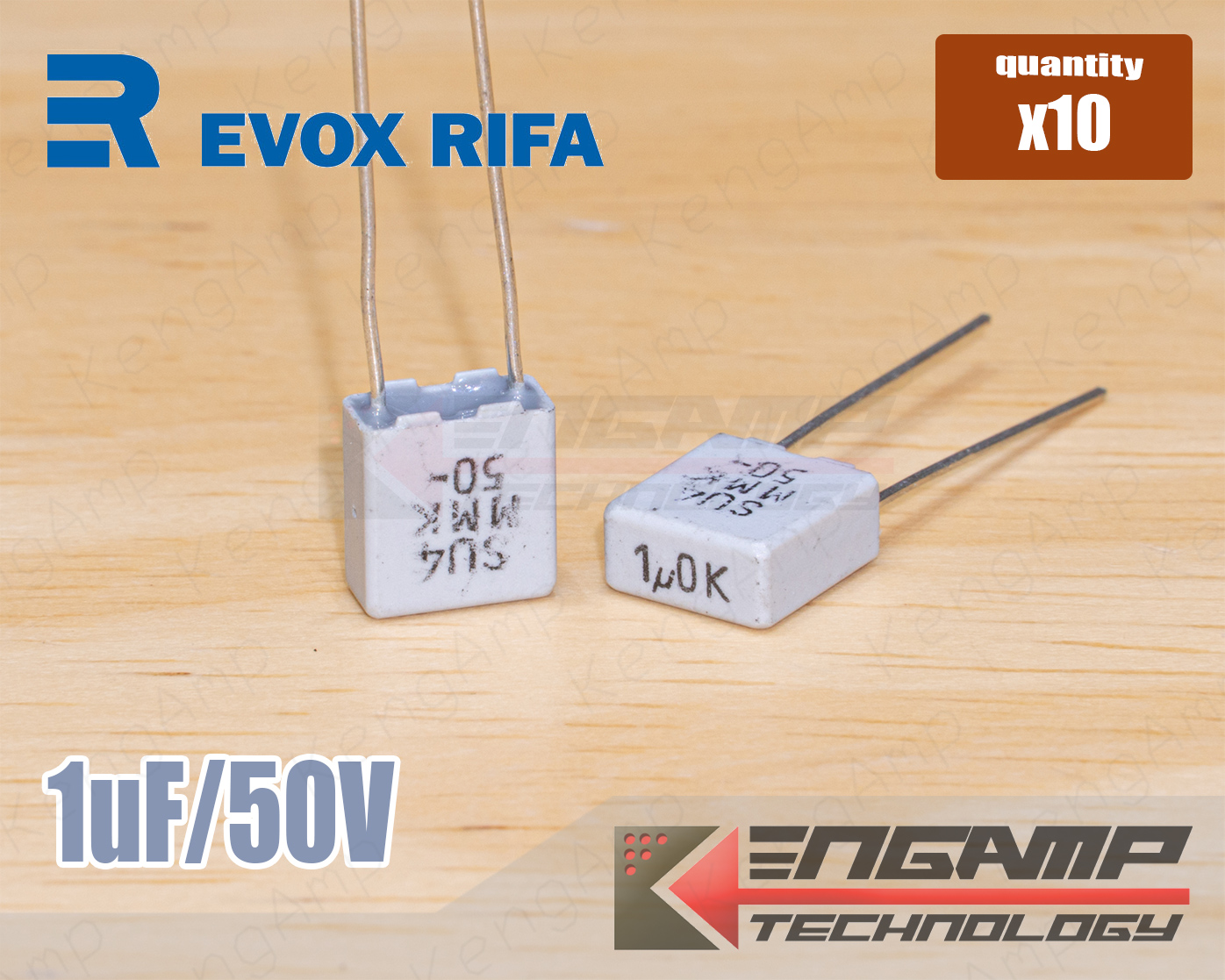 (10ตัว) [F-CAP] 1uF/50V 1u0K50V EVOX MMK5 3.4x7.2 H7.8mm P=5mm เก่าเก็บ บางตัวอักษณอาจเลือนบ้าง