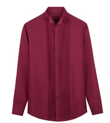 เสื้อเชิ้ตแขนยาว คอปก ทักซิโด้ สีดำ แดง กระดุมสี Size No.35 37 39 40 41 42 43 44 45 46 47