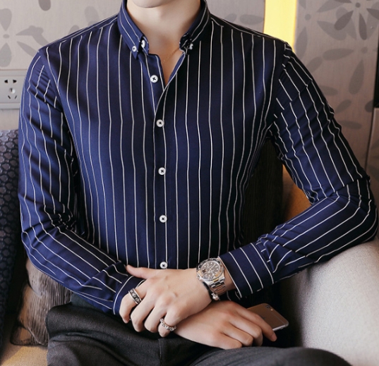 เสื้อเชิ้ตแขนยาว ปาร์ตี้ ลายทาง (สี น้ำเงิน ฟ้าอ่อน เขียวอ่อน ชมพู เทา ขาว แดง ม่วง ) size No.34 36 38 40 42 44