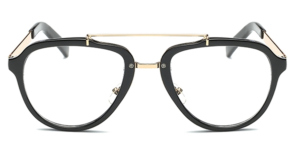 แว่นตาวินเทจ แฟชั่น avi แบบสลิมสันและขาทอง สี ดำเงา