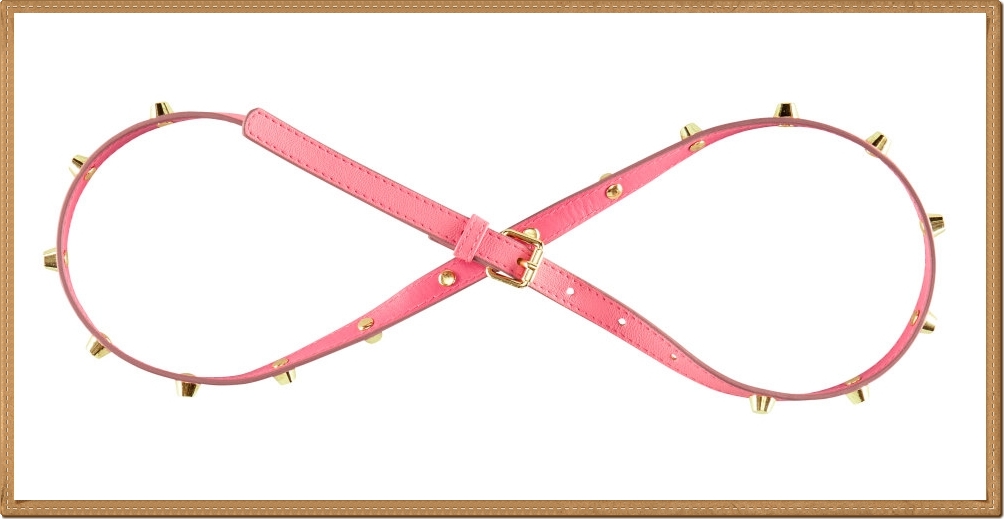 H&M - เข็มขัดสีชมพู ตอกหมุดทอง (Size M)