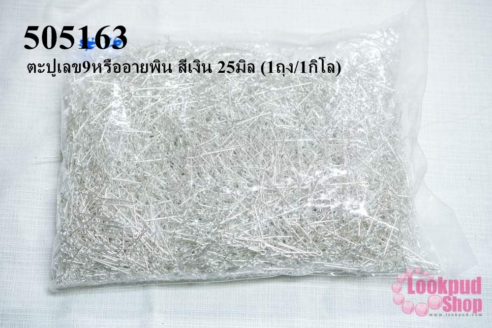 ตะปูเลข9หรืออายพิน สีเงิน 25มิล (1ถุง/1กิโล)