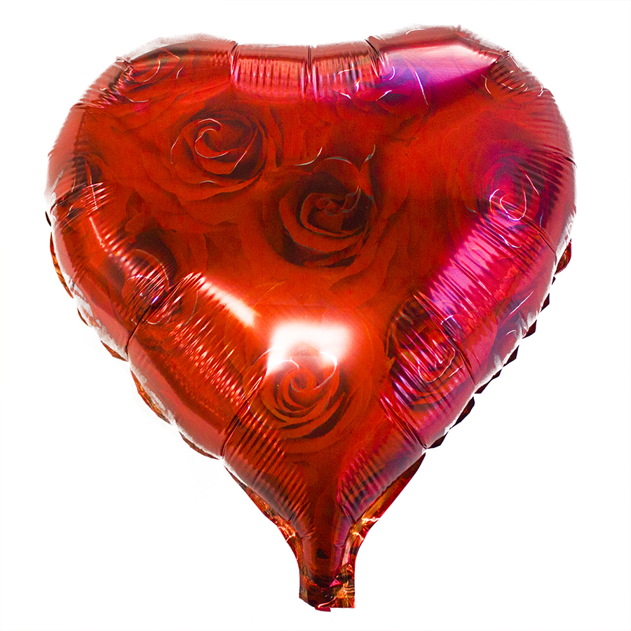 ลูกโป่งฟลอย์รูปหัวใจ พิมพ์ลายดอกกุหลาบ ไซส์ 18 นิ้ว - Heart Shape Printing Rose Foil Balloon / Item No. TL-E035