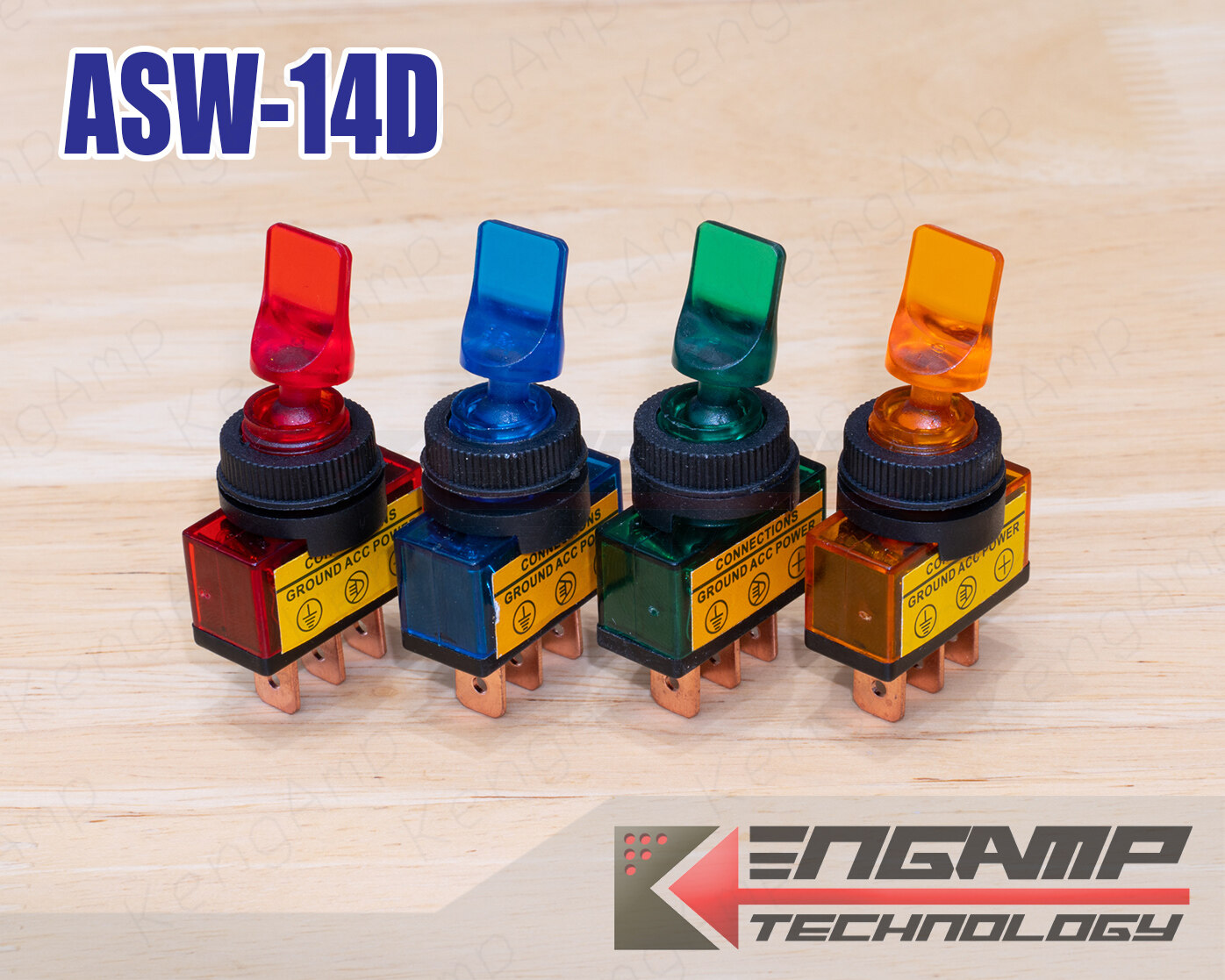 (มีตัวเลือก)[SW] ASW-14D สวิตซ์โยกก้านสั้นมีไฟ 12V/20A รูติดตั้ง 12mm