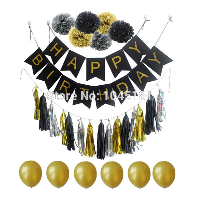 ธงประดับงาน Happy Birthday Letter Black / Item No. TL-S021