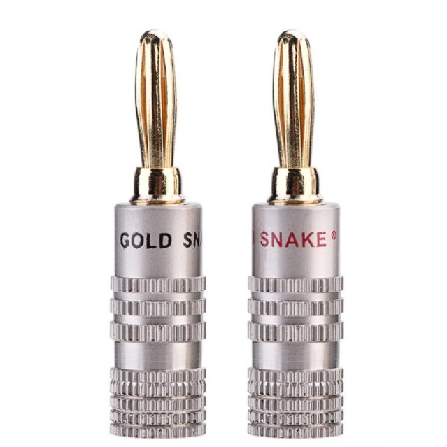 (1คู่) [PJ] ปลั๊ก Banana ชุบทอง 24K Gold Snake