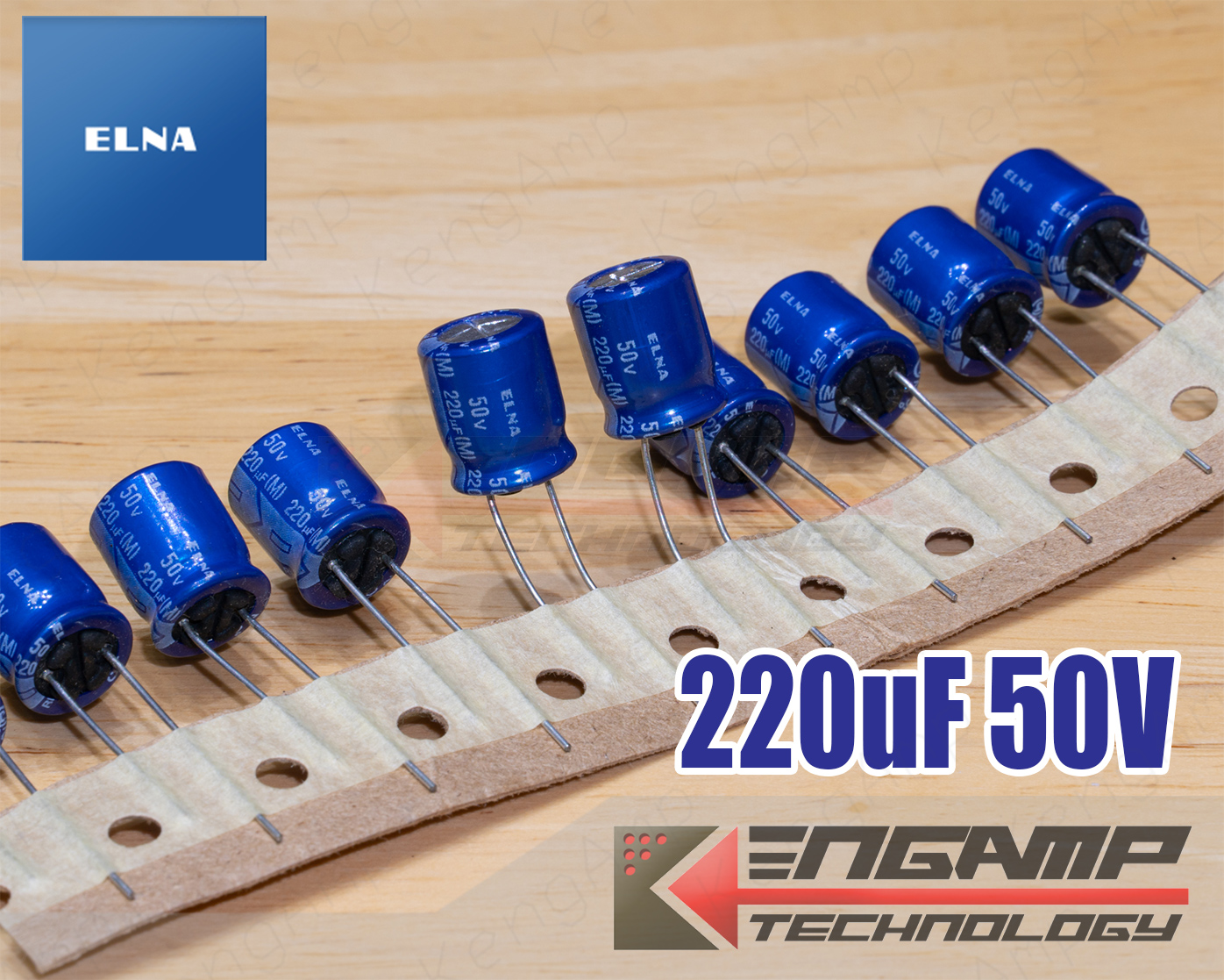 (10ตัว) [E-CAP] 220uF/50V 85C ELNA RE3 10x12.5mm P=5mm