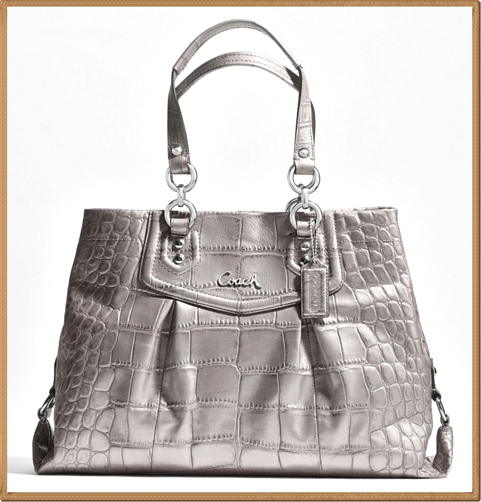 Coach Ashley Embossed Leather Croc Carryall Forest 20345