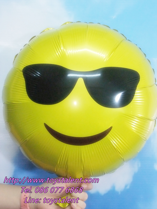 ลูกโป่งฟลอย์กลมสีเหลือง พิมพ์ลายหน้ายิ้ม (ใส่แว่น) TL-A140 ไซส์ 18 นิ้ว/Item No.TL-A140