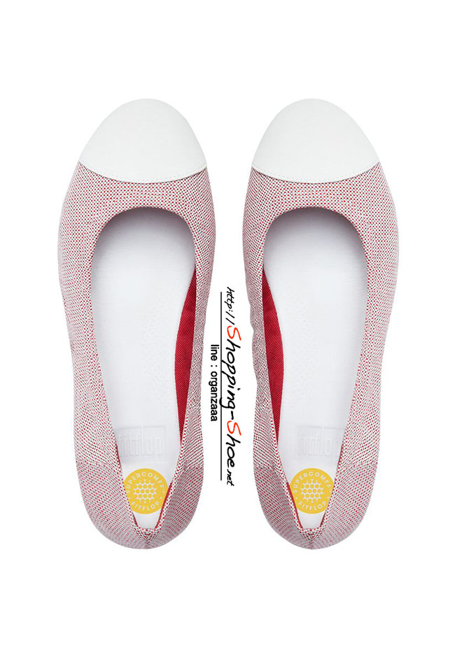 Fitflop F-Pop Ballerina Canvas Red Weave ของแท้ นำเข้าจาก USA และ UK