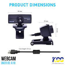 Webcam Oker OE-A18 720P มีไมค์ในตัว ปรับโฟกัสหน้ากล้องได้ ใช้งานง่าย