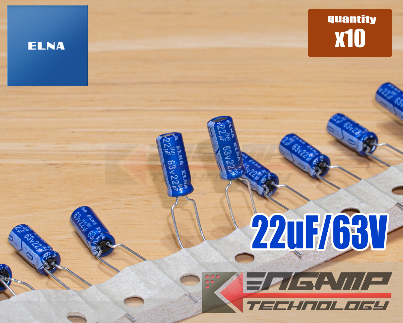 (10ตัว) [E-CAP] 22uF/63V 85 C ELNA RE3 5x12mm P=5mm
