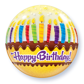 ลูกโป่งฟลอย์ Happy Birthday เทียนวันเกิดสีเหลืองใส ไซส์ 22" - Foil Balloon Happy Birthday Candle in Bubble Yellow size 22"/ Item No. TL-D038