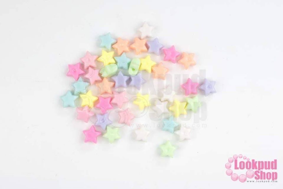 ลูกปัดพลาสติก คละสีพาสเทล ดาว 11มิล (1ถุง/450กรัม)