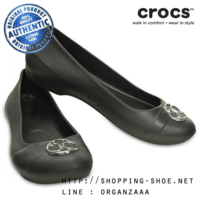 Crocs Gianna Disc Flat - Graphite / Silver ของแท้ Outlet ไทยและอเมริกา